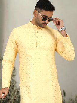 TATTVA - Men Embellished Cotton Blend Straight Kurta