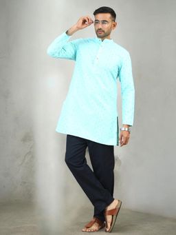 TATTVA - Men Embellished Cotton Blend Straight Kurta