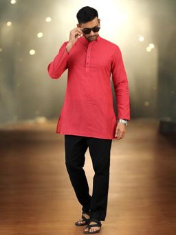 TATTVA - Men Chikan Embroidery Cotton Blend Straight Kurta