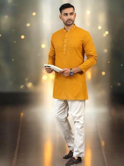 TATTVA - Men Chikan Embroidery Cotton Blend Straight Kurta
