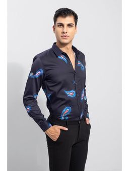 Snitch - Artistic Paisley Navy Blue Shirt