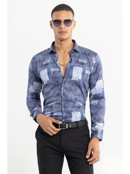 Snitch - Indigo Printed Patch Shirt