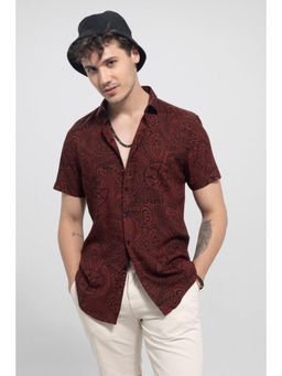 Snitch - Cashmere Printed Maroon Shirt