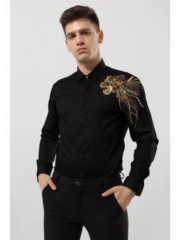 Snitch - Leon Black Embroidery Shirt
