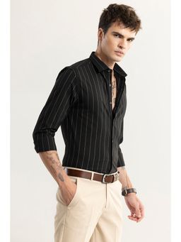 Snitch - Even Stripe Black Giza Cotton Shirt
