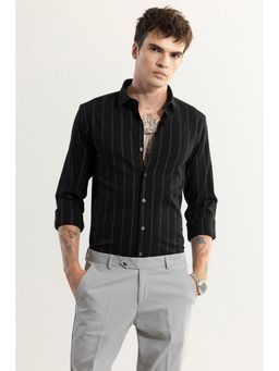 Snitch - Inkwell Artistry Stripe Black Giza Cotton Shirt