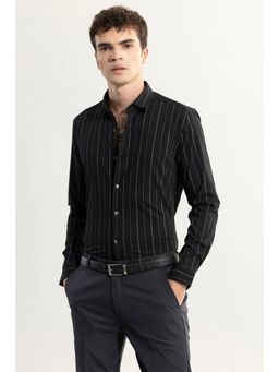 Snitch - Shadow Stripe Black Giza Cotton Shirt