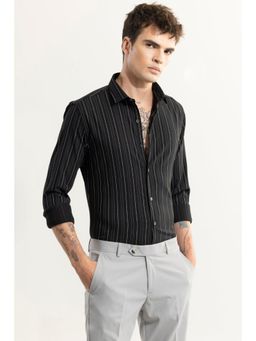 Snitch - Coal Stripe Black Giza Cotton Shirt