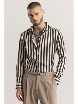 Snitch - Stripe Vogue Black Stripe Silky Satin Shirt