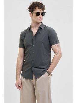 Snitch - Dark Grey Stripes Technical Stitchless Shirt