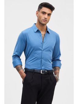 Snitch - Blue Slim Fit Stretch Shirt