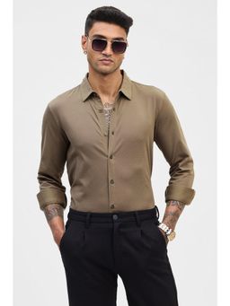 Snitch - Khaki Slim Fit Stretch Shirt