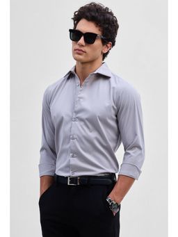 Snitch - Light Grey Slim Fit Stretch Shirt