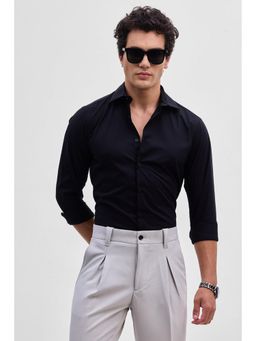 Snitch - Black Slim Fit Stretch Shirt