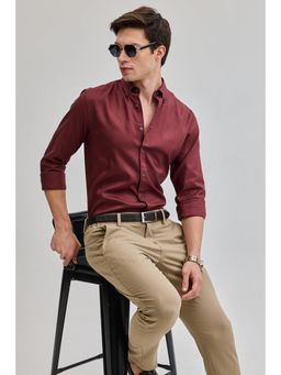 Snitch - Maroon Solid Twill Shirt