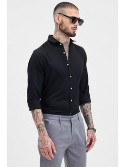 Snitch - Black Slim Fit Stretch Shirt