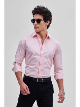 Snitch - Light Pink Stretchable Slim Fit Shirt