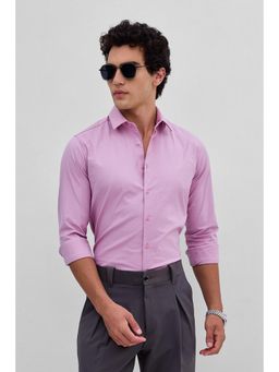 Snitch - Pink Stretchable Slim Fit Shirt