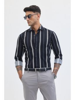 Snitch - Black Stripes Slim Fit Shirt