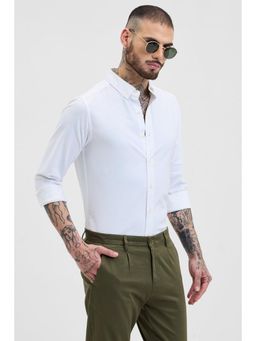Snitch - White Slim Fit Stretch Shirt