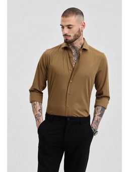 Snitch - Brown Slim Fit Stretch Shirt