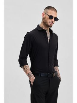 Snitch - Black Slim Fit Stretch Shirt