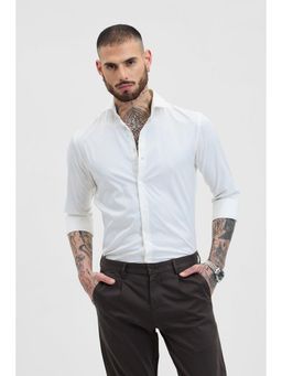 Snitch - White Geometric Stretch Shirt
