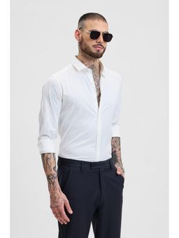 Snitch - White Abstract Stretch Shirt