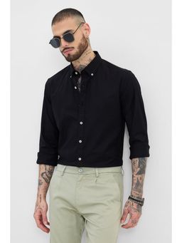Snitch - Black Slim Fit Stretch Shirt