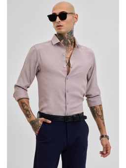 Snitch - Mauve Slim Fit Linen Blend Shirt