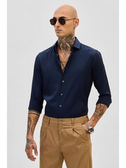 Snitch - Navy Blue Slim Fit Shirt