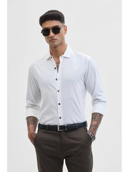 Snitch - White Solid Slim Fit Shirt