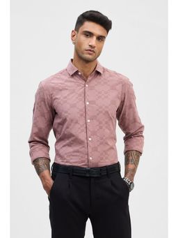 Snitch - Mauve Self-Design Slim Fit Shirt
