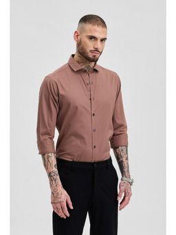 Snitch - Mauve Self-Design Slim Fit Shirt