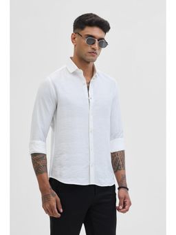 Snitch - White Textured Stripe Shirt