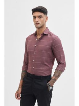 Snitch - Mauve Stripes Slim Fit Shirt