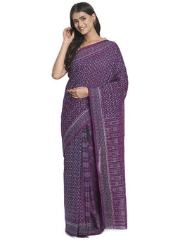 Fabindia - Purple Printed Cotton Saree