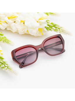 TED SMITH - Women Red Lens Cat Eye Full Rim Sunglasses (51)
