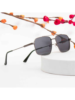 TED SMITH - Unisex Grey Lens Aviator Full Rim Sunglasses (55)