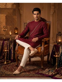 PRATEEK MUNJAL - Royal Wine Kurta with Pant