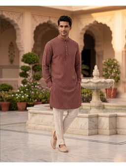 PRATEEK MUNJAL - Soft Cotton Maroon Kurta with Pant
