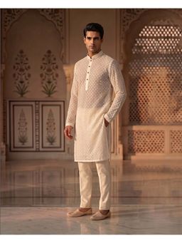 PRATEEK MUNJAL - Chikankari Off White Kurta with Pant