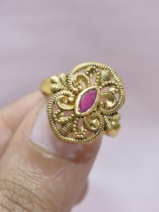 LuxeVogue Golden Blush Of Elegance Ring In 925 Silver (Size 6)