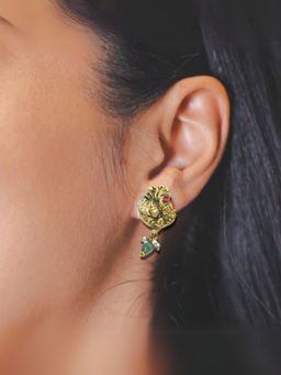 LuxeVogue - Vibrant Peacock Gem Earrings