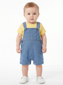 MINI KLUB - Blue Denim Dungaree With Yellow T-Shirt