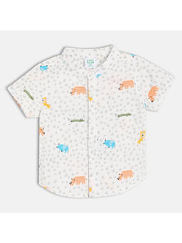 MINI KLUB - White Printed Cotton Shirt