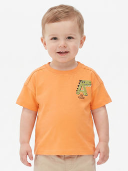 MINI KLUB - Orange Printed Cotton T-Shirt