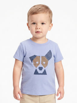 MINI KLUB - Light Blue Printed Cotton T-Shirt
