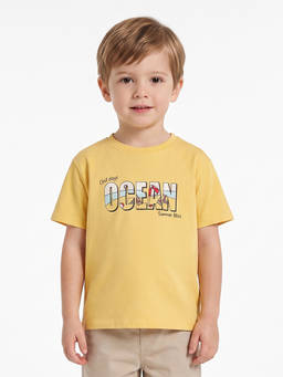 MINI KLUB - Yellow Cotton Printed T-Shirt