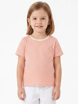 MINI KLUB - Orange And White Striped Cotton T-Shirt